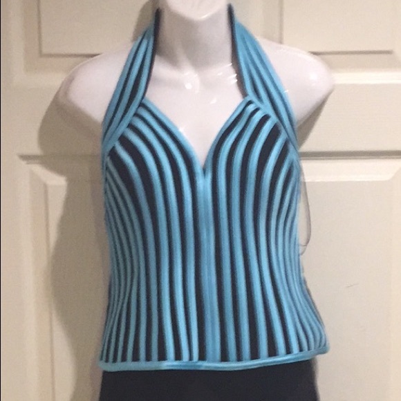 2 piece black /teal green halter/skirt suit made in Canada 🇨🇦 - Picture 2 of 4